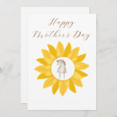 ミニマリストな花の黄色いひまわり母の日 シーズンカード (正面/裏面)