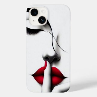 ミニマリストな赤い唇のShhデザインのiPhoneケース Case-Mate iPhone 14ケース