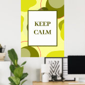 ミニマリストな「Keep Calm」セージイエローの抽象芸術 ポスター (ホームオフィス)