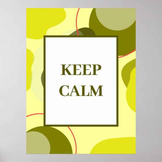 ミニマリストな「Keep Calm」セージイエローの抽象芸術 ポスター (正面)