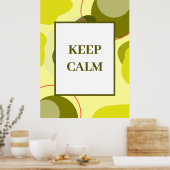 ミニマリストな「Keep Calm」セージイエローの抽象芸術 ポスター (キッチン)
