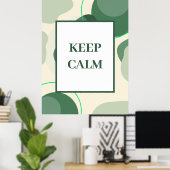 ミニマリストな「Keep Calm」セージグリーンの抽象芸術 ポスター (ホームオフィス)