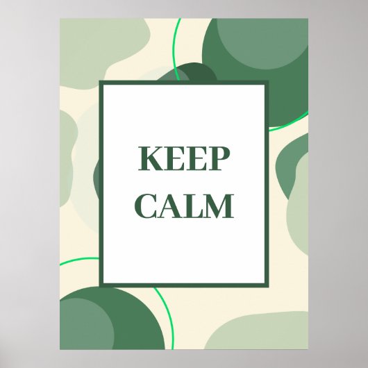 ミニマリストな「Keep Calm」セージグリーンの抽象芸術 ポスター (正面)