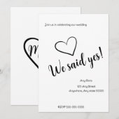 ミニマリストな「We Said Yes」結婚式招待状 招待状 (正面/裏面)