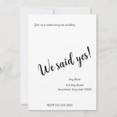 ミニマリストな「We Said Yes」結婚式招待状 招待状 (正面)