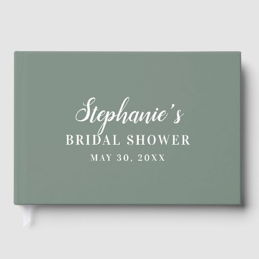 ミニマリストなsageグリーンとホワイトのブライダルシャワー ゲストブック (正面)