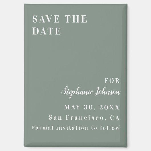 ミニマリストなsageグリーンとホワイトのブライダルシャワー      マグネット (正面)