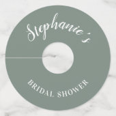 ミニマリストなsageグリーンとホワイトのブライダルシャワー ワイングラスタグ (裏面)