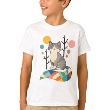 ミニマリストねこデザインTシャツ