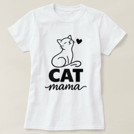 ミニマリストねこママTシャツ - かわいいラインアートねこモ Tシャツ