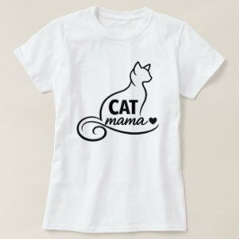 ミニマリストねこママTシャツ - かわいいラインアートねこモ Tシャツ