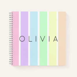 ミニマリストのかわいいパステ数々のルレインボーカストライプラー ノートブック