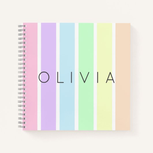 ミニマリストのかわいいパステ数々のルレインボーカストライプラー ノートブック (正面)