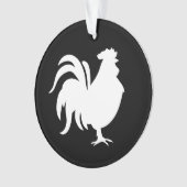 ミニマリストのかわいい白い幸運の雄鶏 オーナメント (正面)