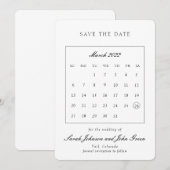ミニマリストのための結婚式お知らせカレンダー セーブザデート (正面/裏面)