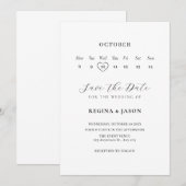 ミニマリストのための結婚式お知らせカレンダー セーブザデート (正面/裏面)