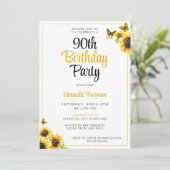 ミニマリストのひまわり90歳の誕生日 招待状 (スタンド正面)