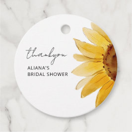 ミニマリストのひまわり ウェディングシャワー フェイバータグ