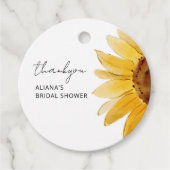 ミニマリストのひまわり ウェディングシャワー フェイバータグ (正面)