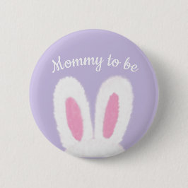ミニマリストのふわふわのバニー赤ちゃんシャワーママ 缶バッジ
