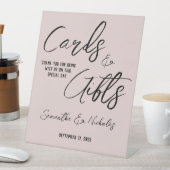 ミニマリストのほこりっぽいピンクの結婚式カードとギフトサイン 台座サイン (インサイチュ)