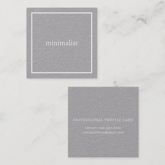 ミニマリストのみの名前(グレー) スクエア名刺 (正面/裏面)