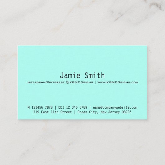 ミニマリストのアイスブルー写真の名刺 名刺 (裏面)