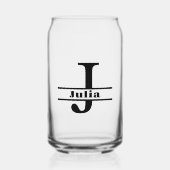 ミニマリストのアルファベット「J」モノグラムとカスタムネーム ガラス缶 (正面)