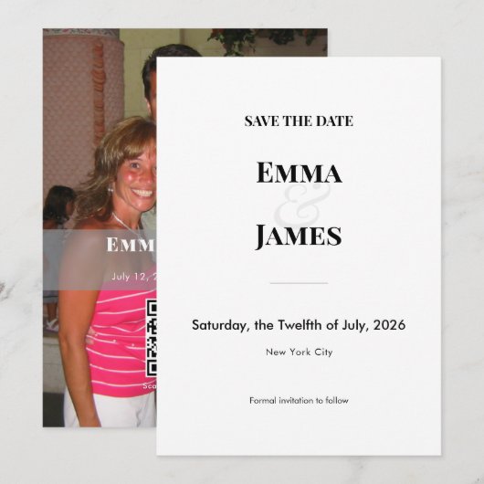 ミニマリストのアンパサンドウェディング | フォトセーブザデート 招待状 (正面/裏面)