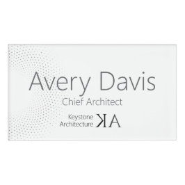 ミニマリストのアーキテクト名タグモダンブラック&ホワイト 名札