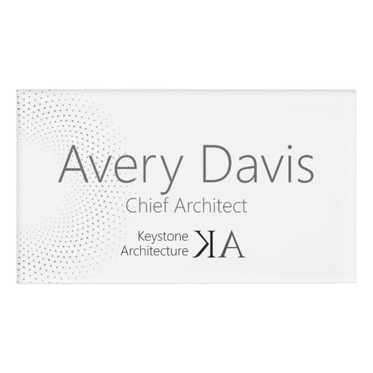 ミニマリストのアーキテクト名タグモダンブラック&ホワイト 名札 (正面)