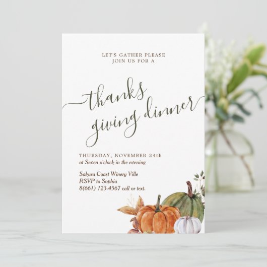 ミニマリストのアーチフォトグ感謝していロン与えズ・ディナー 招待状 (スタンド正面)