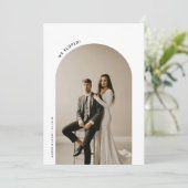 ミニマリストのアーチ2枚の写真の結婚式での秘密の挙式 案内状 (スタンド正面)
