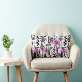 ミニマリストのインク花びらパターン ランバークッション (椅子)