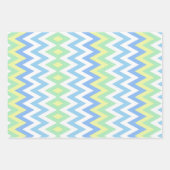 ミニマリストのイースターブルー、緑と黄色の3セット ラッピングペーパーシート (正面3)