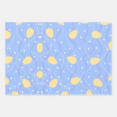 ミニマリストのイースターブルー、緑と黄色の3セット ラッピングペーパーシート (正面)