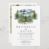 ミニマリストのウィルダーンフォレストマウン結婚テン 招待状 (正面/裏面)