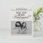 ミニマリストのウェディングパーティーへの提案新聞 招待状 (スタンド正面)