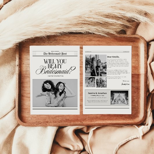 ミニマリストのウェディングパーティーへの提案新聞 招待状