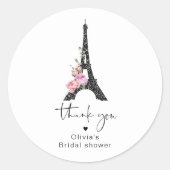 ミニマリストのエッフェル塔パリをテーマにしたブライズシャワー ラウンドシール (正面)