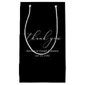 ミニマリストのエレガンス結婚書道のブラック スモールペーパーバッグ (正面)