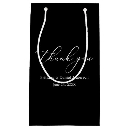 ミニマリストのエレガンス結婚書道のブラック スモールペーパーバッグ (正面)