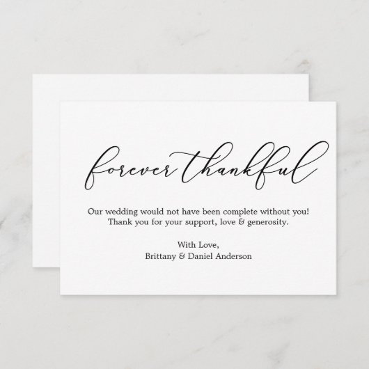 ミニマリストのエレガンス・フォーエヴァー・タンクフル・カリグラフィ サンキューカード (正面/裏面)