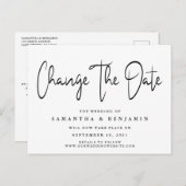 ミニマリストのエレガントな結婚式が日付を変える 案内ポストカード (正面/裏面)