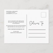 ミニマリストのエレガントな結婚式が日付を変える 案内ポストカード (裏面)