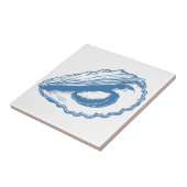 ミニマリストのオイスターラインアートブルー概要沿岸 タイル (側面)