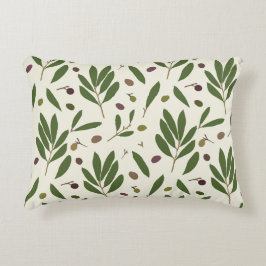 ミニマリストのオリーブとブランチ – シームレスなパターン。 アクセントクッション