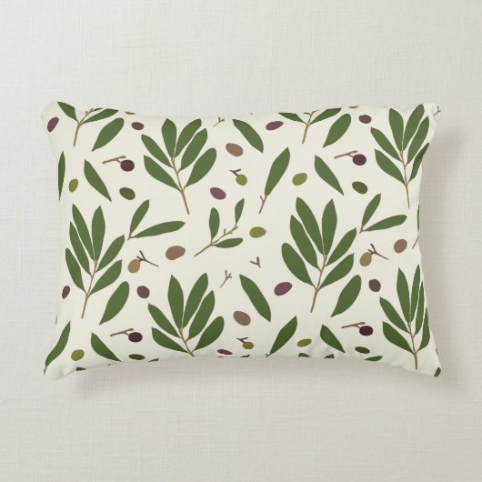 ミニマリストのオリーブとブランチ – シームレスなパターン。 アクセントクッション (正面)