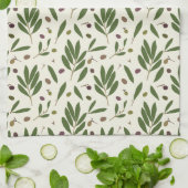 ミニマリストのオリーブとブランチ – シームレスなパターン。 キッチンタオル (折り畳み)