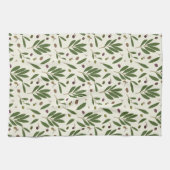 ミニマリストのオリーブとブランチ – シームレスなパターン。 キッチンタオル (横)